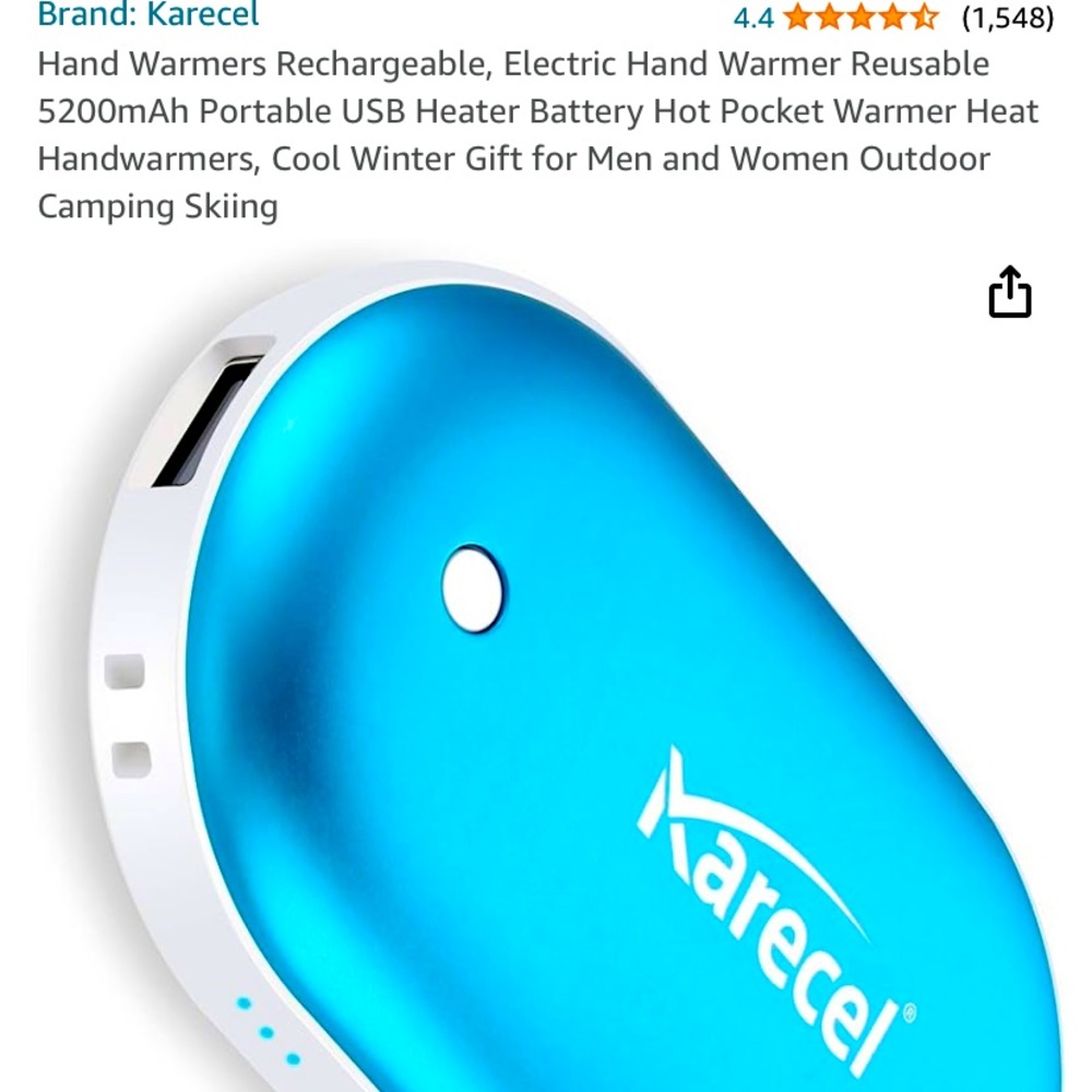 Karcel Hand Warmers 5200ah/ Portable Charger with USB-C Adapter White
